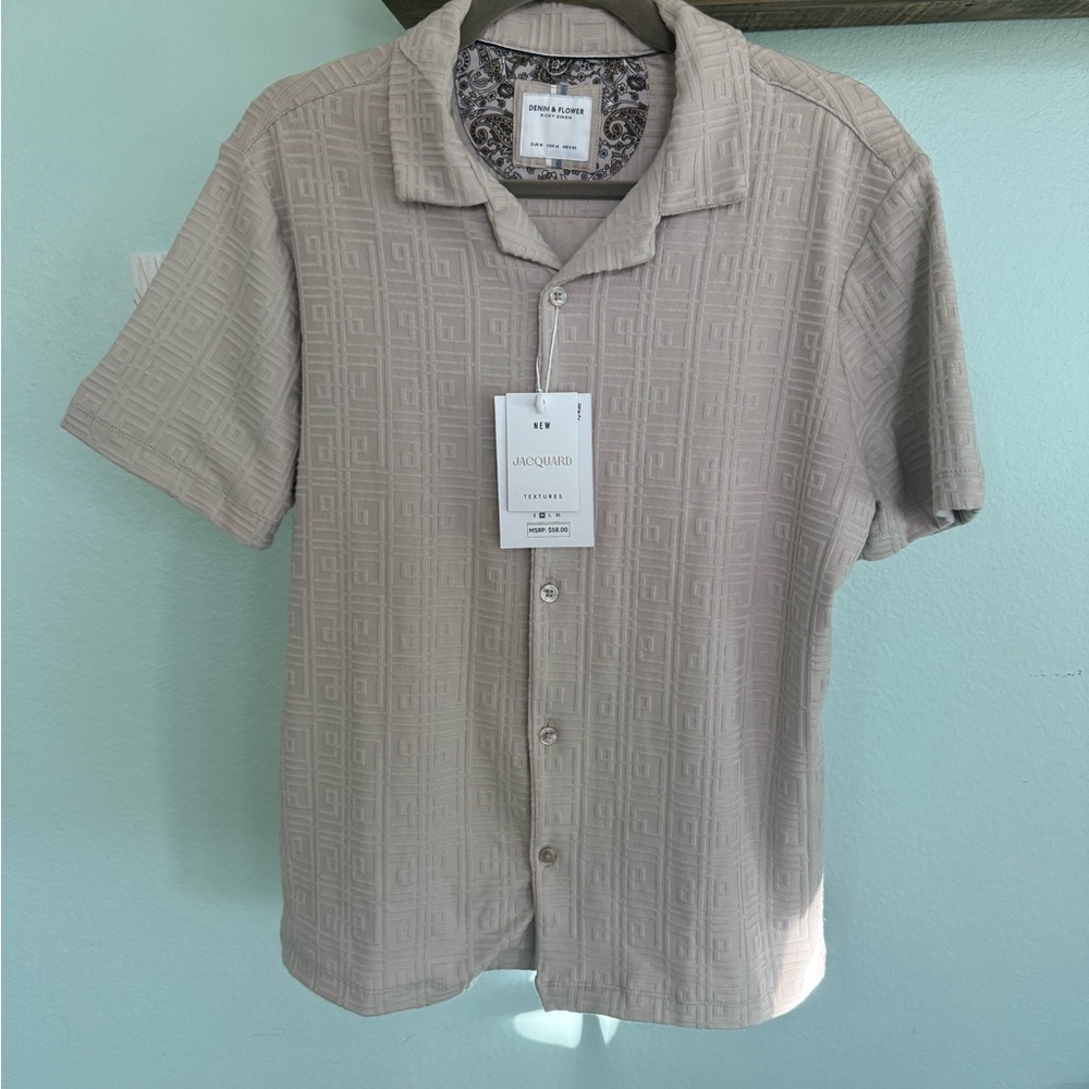 Men's Beige Short Sleeve Shirt
